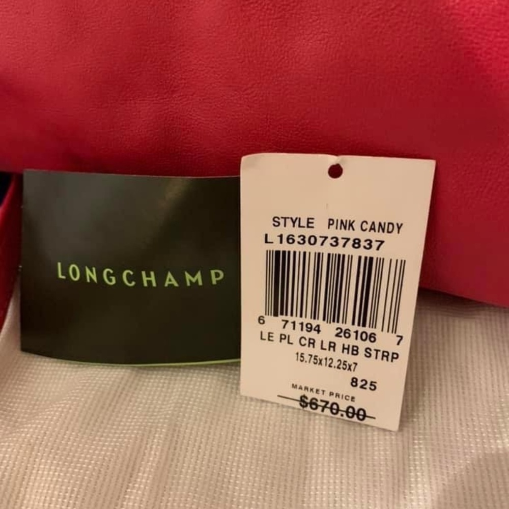 Longchamp Le Pliage Cuir Large Tote Pink Candy NEW - Picture 6 of 7